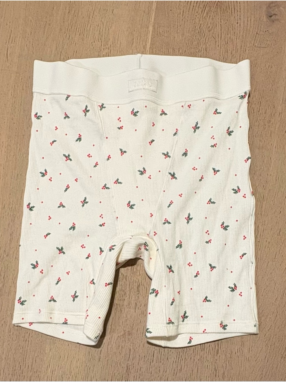 White Holiday Themed Ribbed Skims Boxer Shorts Size XS